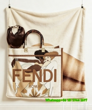 Fendi Roma Graphic Tote Bag Art Flannel Throw Blanket IMG_9581